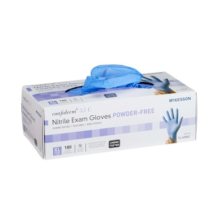 Mckesson Confirderm 3.5C, Disposable Gloves, Nitrile, Powder-Free, XL, 1800 PK, Blue 14-6980C